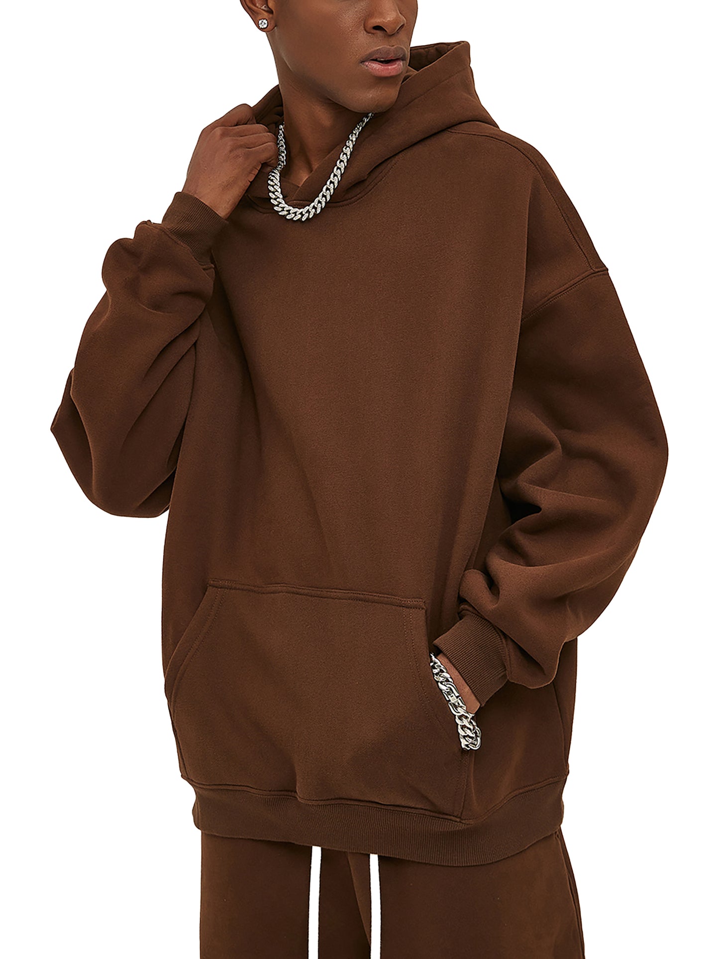 Streetwear Unisex Oversized Solid Color Fleece Hoodie