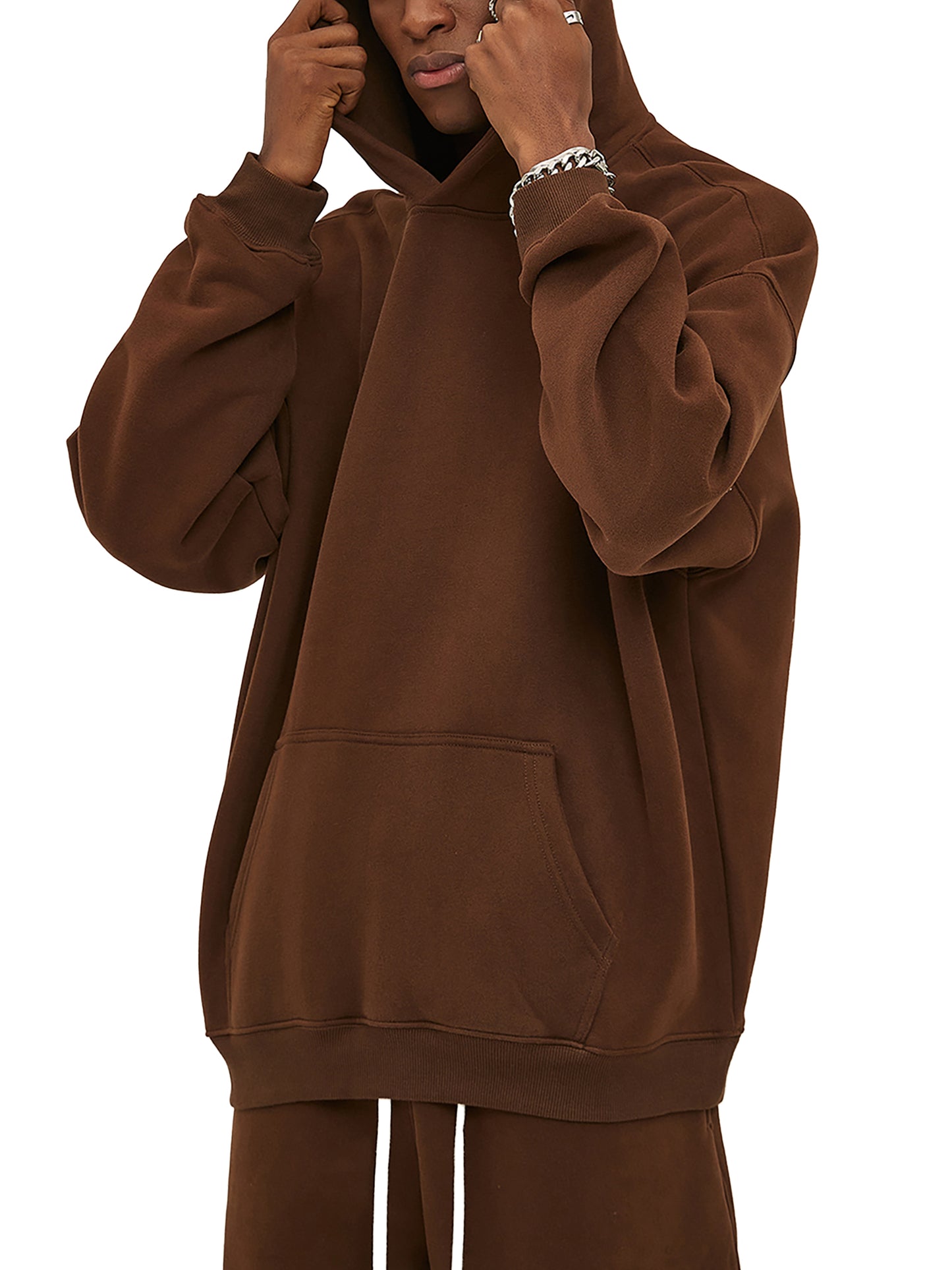 Streetwear Unisex Oversized Solid Color Fleece Hoodie