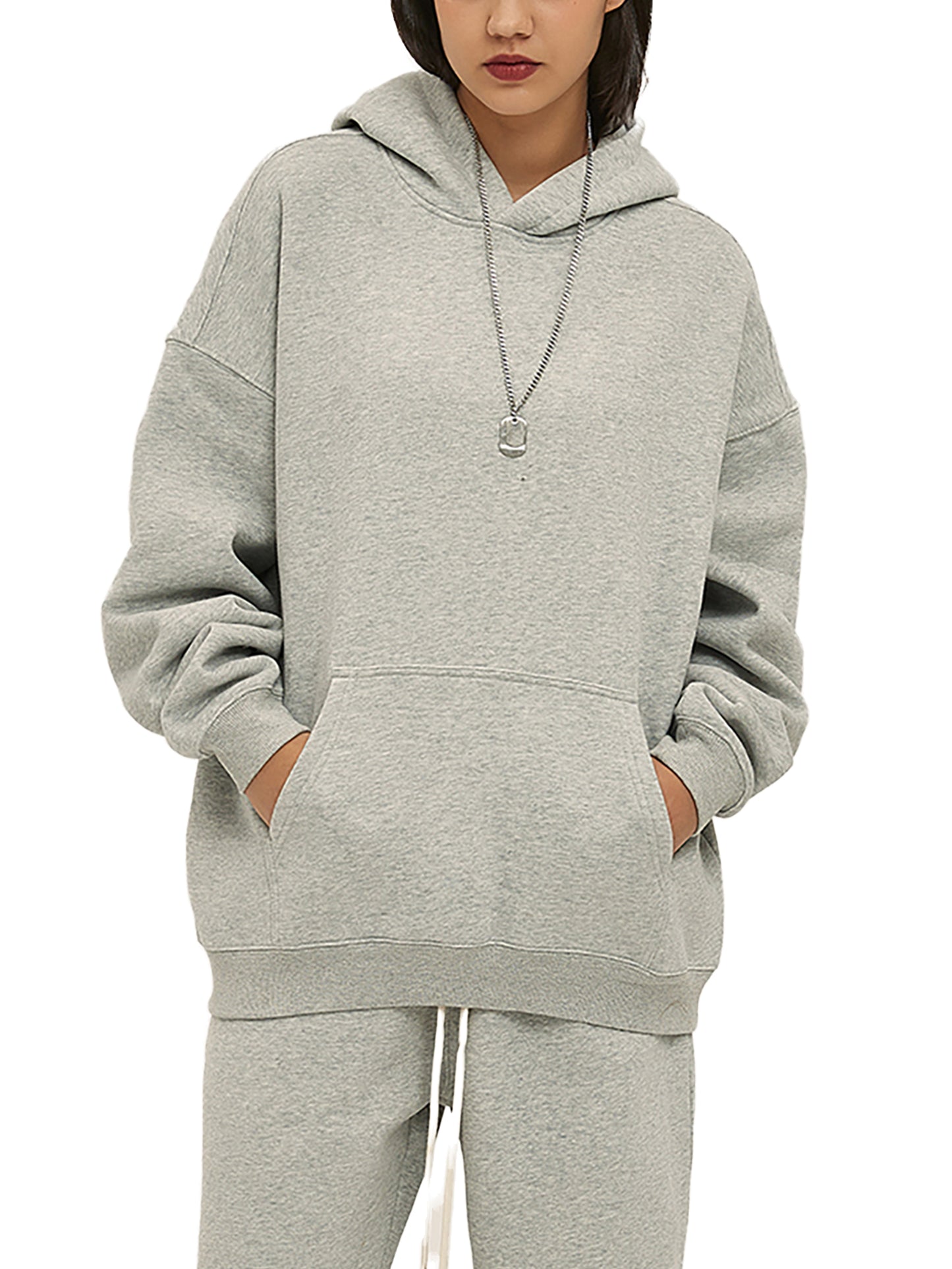 Streetwear Unisex Oversized Solid Color Fleece Hoodie